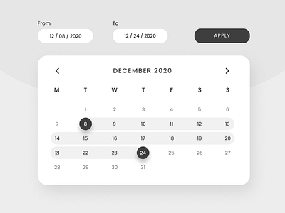 Minimalist Date Picker calendar 2020 calendar design calendar ui creative datepicker hireme minimal minimalism minimalist design opentowork uidesign uidesigner userinterfacedesign uxdesigner uxui