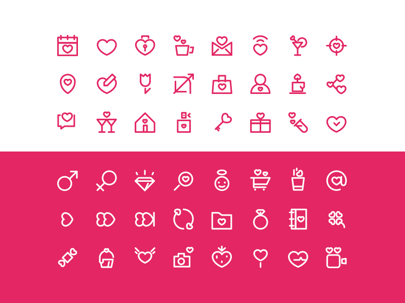 Valentine's Day icon set by Arthur Avakyan for tubik on Dribbble
