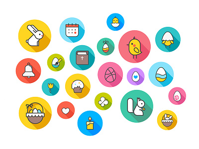Easter and spring themed icons flat glyphs icons illustration ios iphone spring vector web