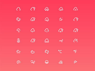 Weather Icons Set flat glyphs icons illustration ios stroke vector weather