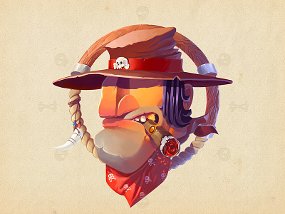 Wild West Bandit adobe art bandit cartoon character colors illustration illustrator photoshop skull wacom wild