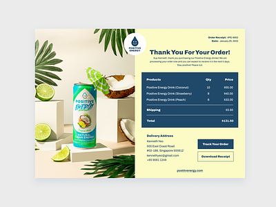 Daily UI #017 - Email Receipt branding daily ui 017 daily ui 17 dailyui email receipt email receipt design order confirmation order confirmation design order information thank you page ui ui design web design