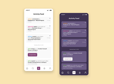 Daily UI #047 - Activity Feed activity feed activity feed design app app design daily ui 047 daily ui day 47 dailyui dark ui design dark ui theme design light ui design light ui theme notifications notifications design ui ui design web design