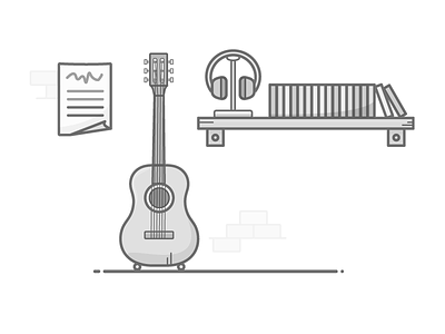 A little scene from a recent project guitar illustration