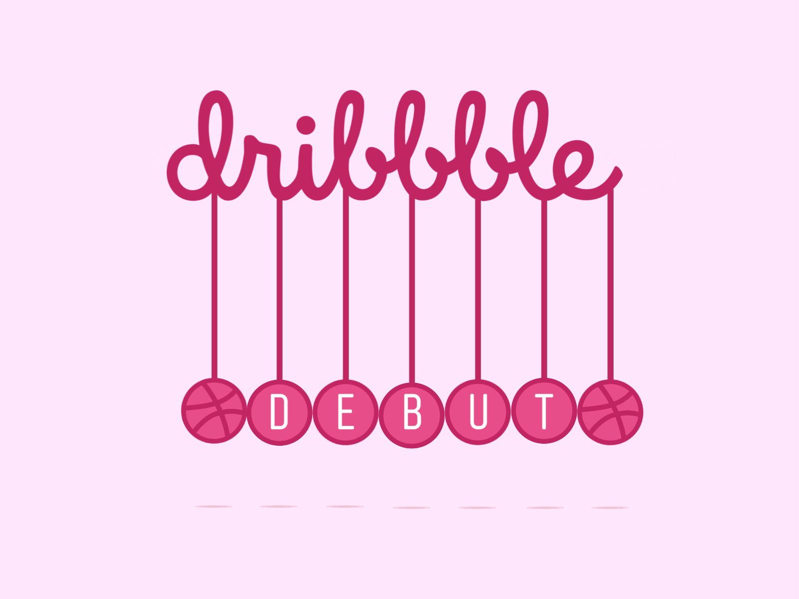 Hello Dribbble, I'm Justin! animation ball debut design gif motion pendulum physics pink principle swing vector