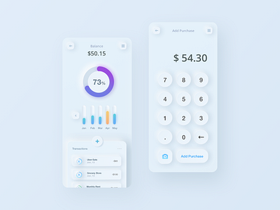 Neumorphism: Finance App + Calculator