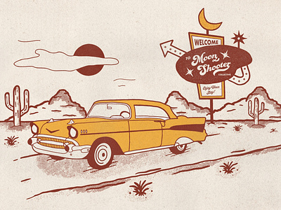 Retro Car & Desert Illustration
