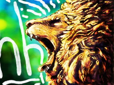 Old work - Quiet Lion digital illustration lion