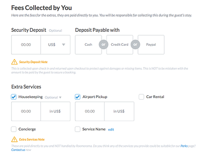 Fees form design