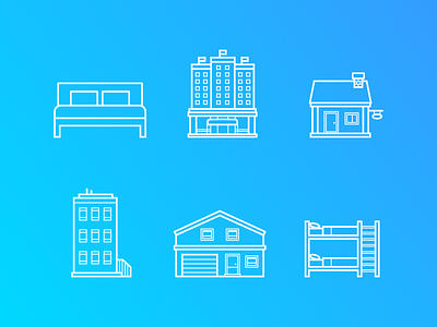 Property Type Icons apartment bed house icons property vector