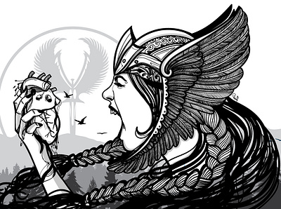 The Scream of Valkyrie illustration norse norse mythology valkyrie valkyriedrawing vector vectorart viking illustration vikings