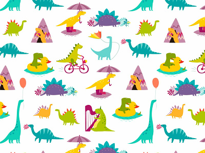 Dinosaur seamless pattern vector illustration art background card cartoon cute flat icon illustration illustrator pattern seamless vector