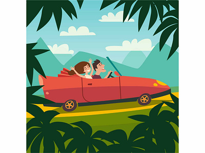 Summer trip long time ago art background card cartoon design flat icon illustration illustrator love travel traveling vector