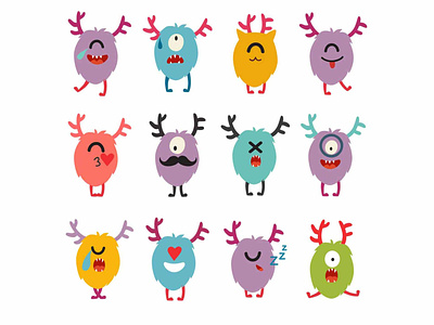 Emoji monsters. art background card cartoon design emoji emoji set flat icon illustration illustrator monsters smile smileys sticker stikers vector