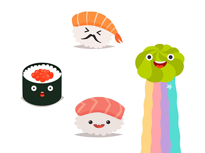 ★ Sushi characters ★ animation card cartoon flat icon illustration illustrator motion graphics vector