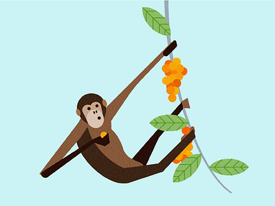 Monkey for WIP identity hanging identity illustration leaf monkey wip
