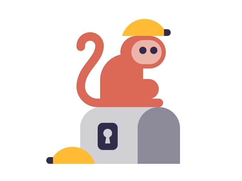 Treasure ape banana monkey secure treasure