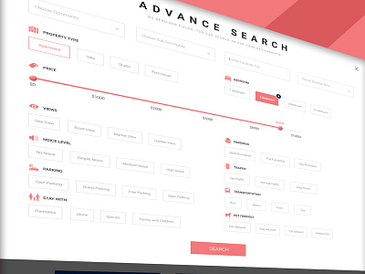 Advance Search advance search apartment beedroom design interaction design landing page property ui ui design ux villa