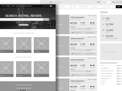 Property website Wireframe icons interaction design rating review ui ux design visual design wireframe