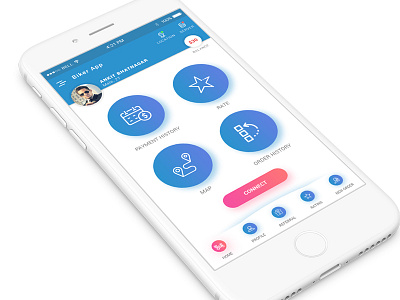 #1 - Biker App Main Screen app clean colourful design history ios payment profile rating sketch ui