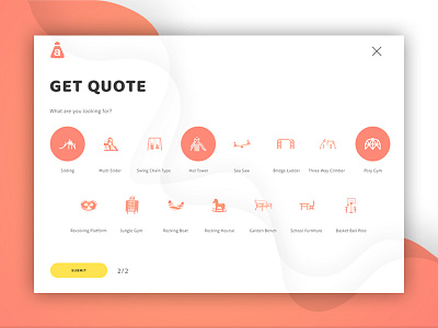 Get Quote Form Section Step 2 form get quote icons minimal park equipments select slides start a project ui ux wave website