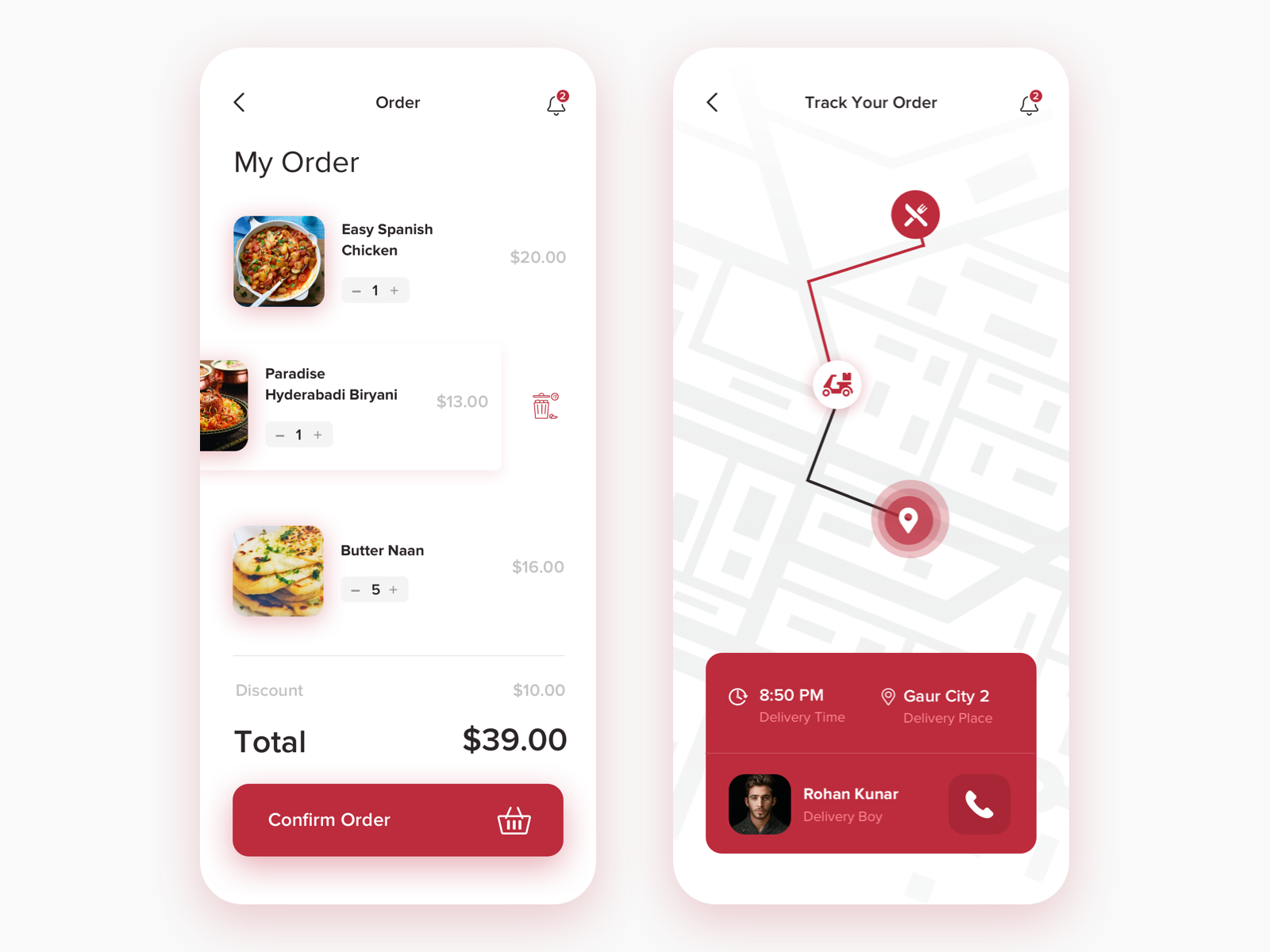 6 Food Delivery App Order and Tracking screen concept by Ankit