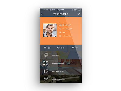 Profile Screen Concept V2 app flat design ios7 iphone profile profile concept template ui set