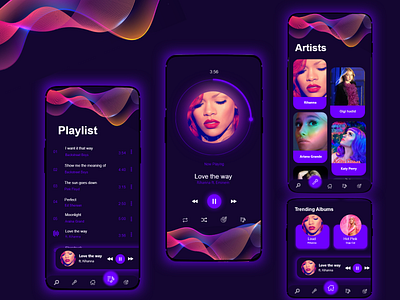 Music player UI dark mode dark ui glowy music musicplayer ui uidesign