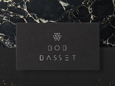 Bob Basset black card leather logo marble silver