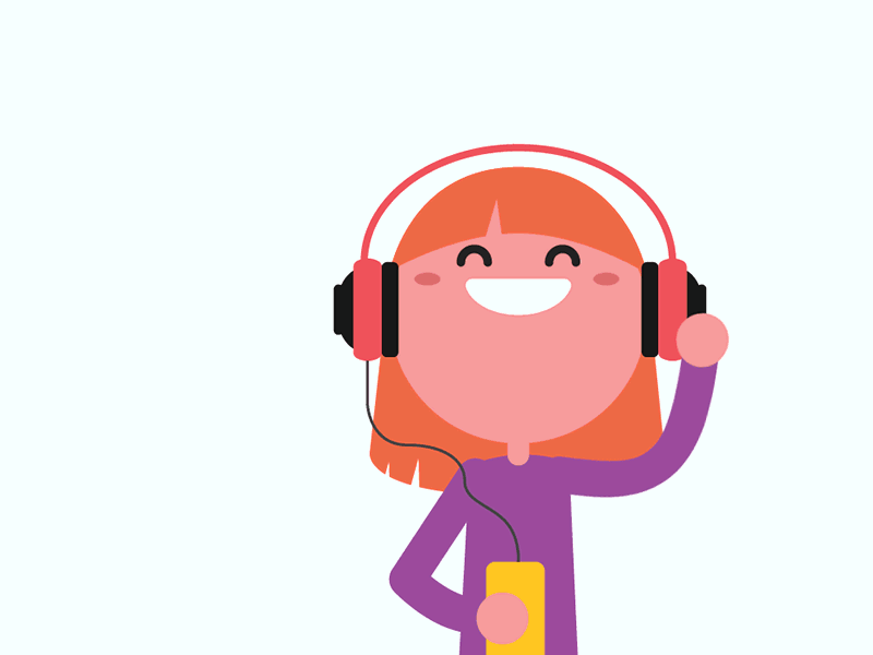 New music friday after effects girl groove headphones illustrator music