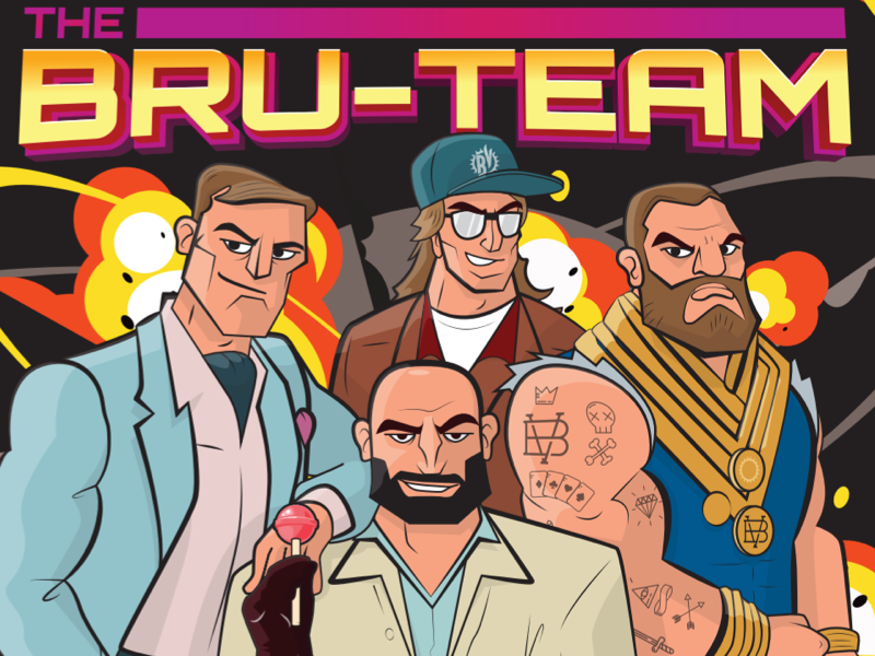Bru-team ipa crew team beer action illustrator bru bro a team