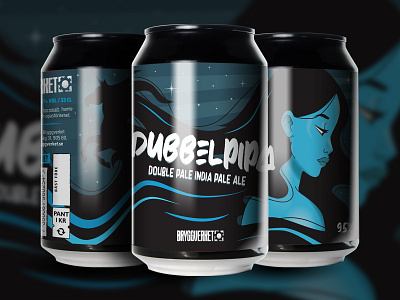 Dubbelpipa beer art beer can branding bryggverket girl illustration illustrator label unicorn
