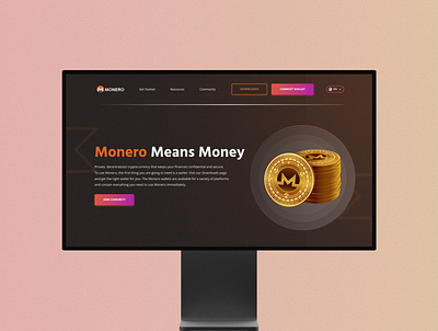 Cryptocurrency Monero Landing page Website Design crypto landing pages uiux web design
