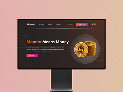 Cryptocurrency Monero Landing page Website Design
