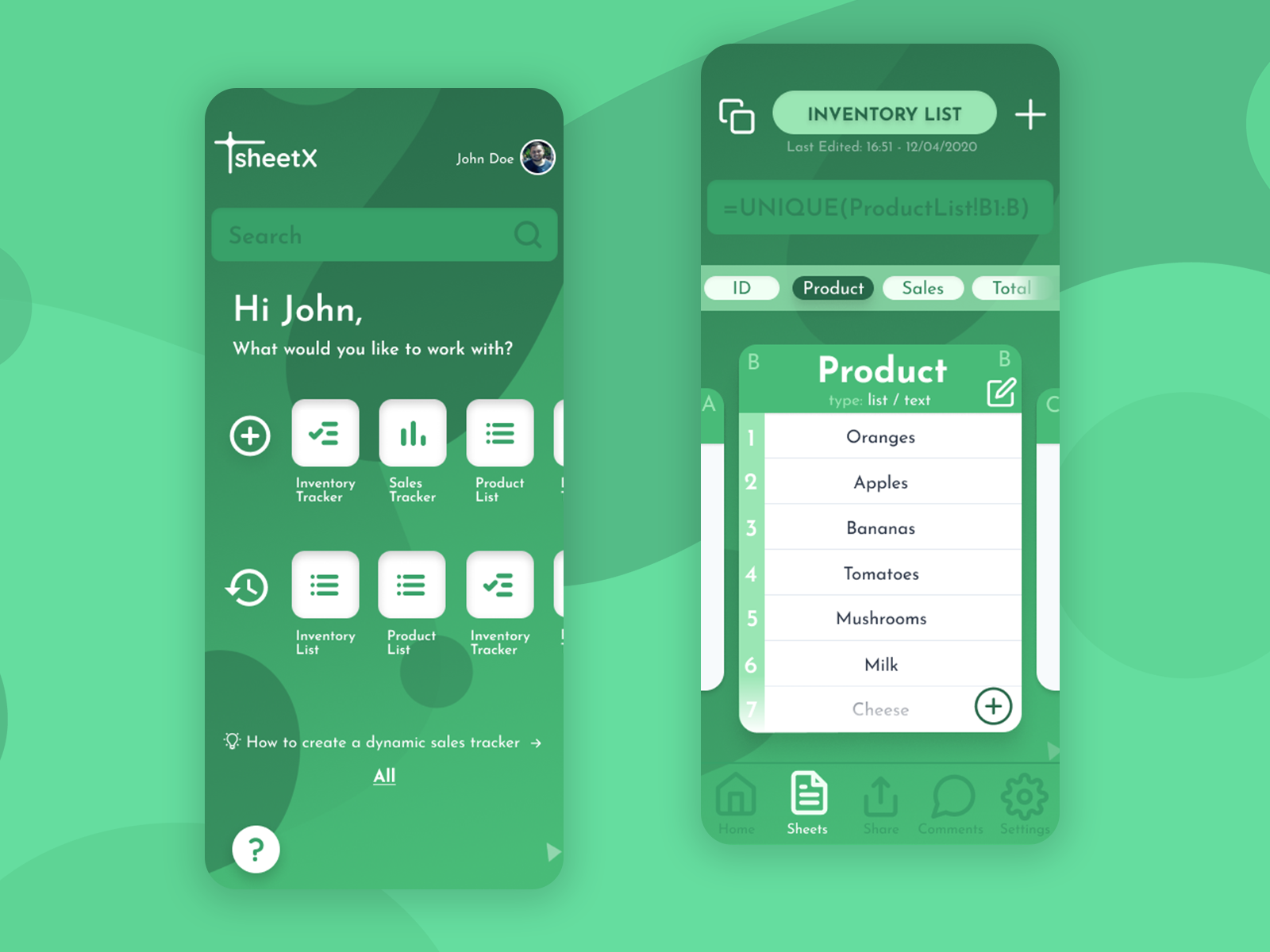 SheetX A Spreadsheet App UI by İlker Çalım on Dribbble