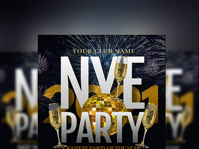 Back new Year party flyer