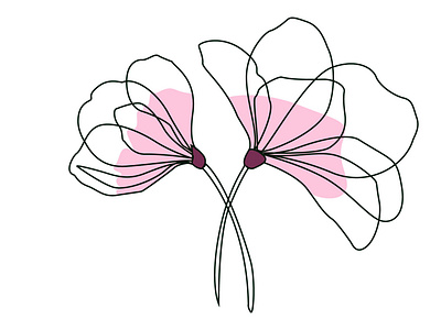 Flower two one line art