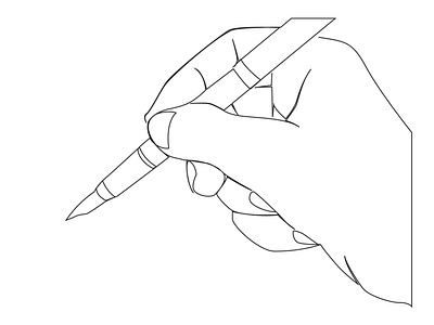 Pen with hand one line art