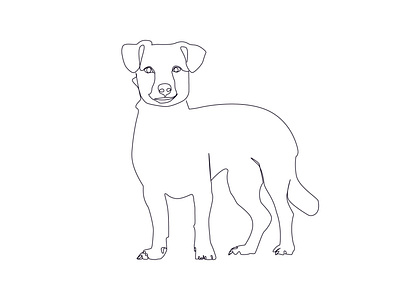 Dog full one line art