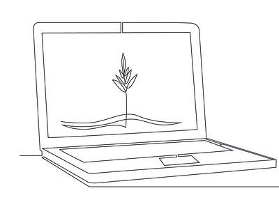 Laptop one line art