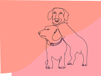 Two dog one line art design