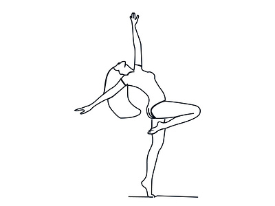 Dancing girl one line art