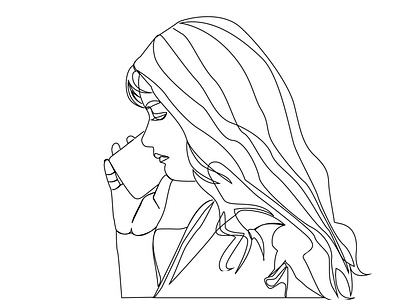 Girl one line art