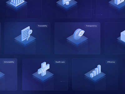 Blockchain - Illustration set blockchain blog blog post blue branding dark design design language finance graphic graphic design health care icon icons illustrations ilustration set money technology ui