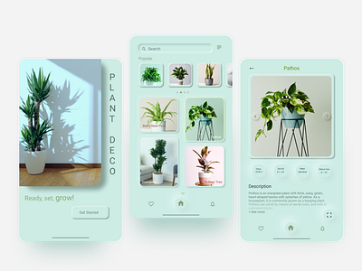 Plant Decoration Idea - Mobile App - Neumorphism