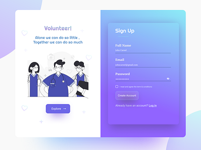 #dailyui #day001 - Volunteering Event Sing Up Page