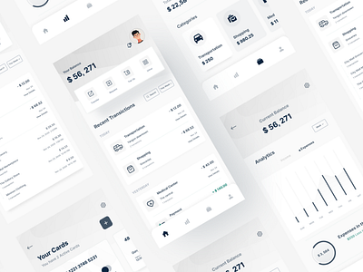 Mobile Banking App UI Design app app ui balance bankapp bankingapp figma finance app minimalism mobile banking app monocromatic uidesign uiux