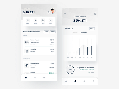 Mobile Banking App bank app figma finance app minimal design minimalistic mobile banking mobile banking app monocromatic ui uidesign uiux