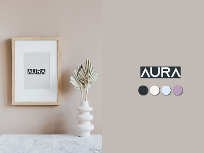 Aura Home decor company logo elegant design flat design home decoration interior design logo typography