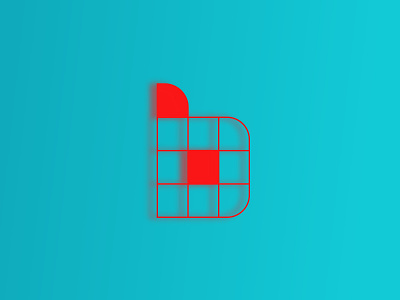 Letter B alphabet blue flat design logo red shape